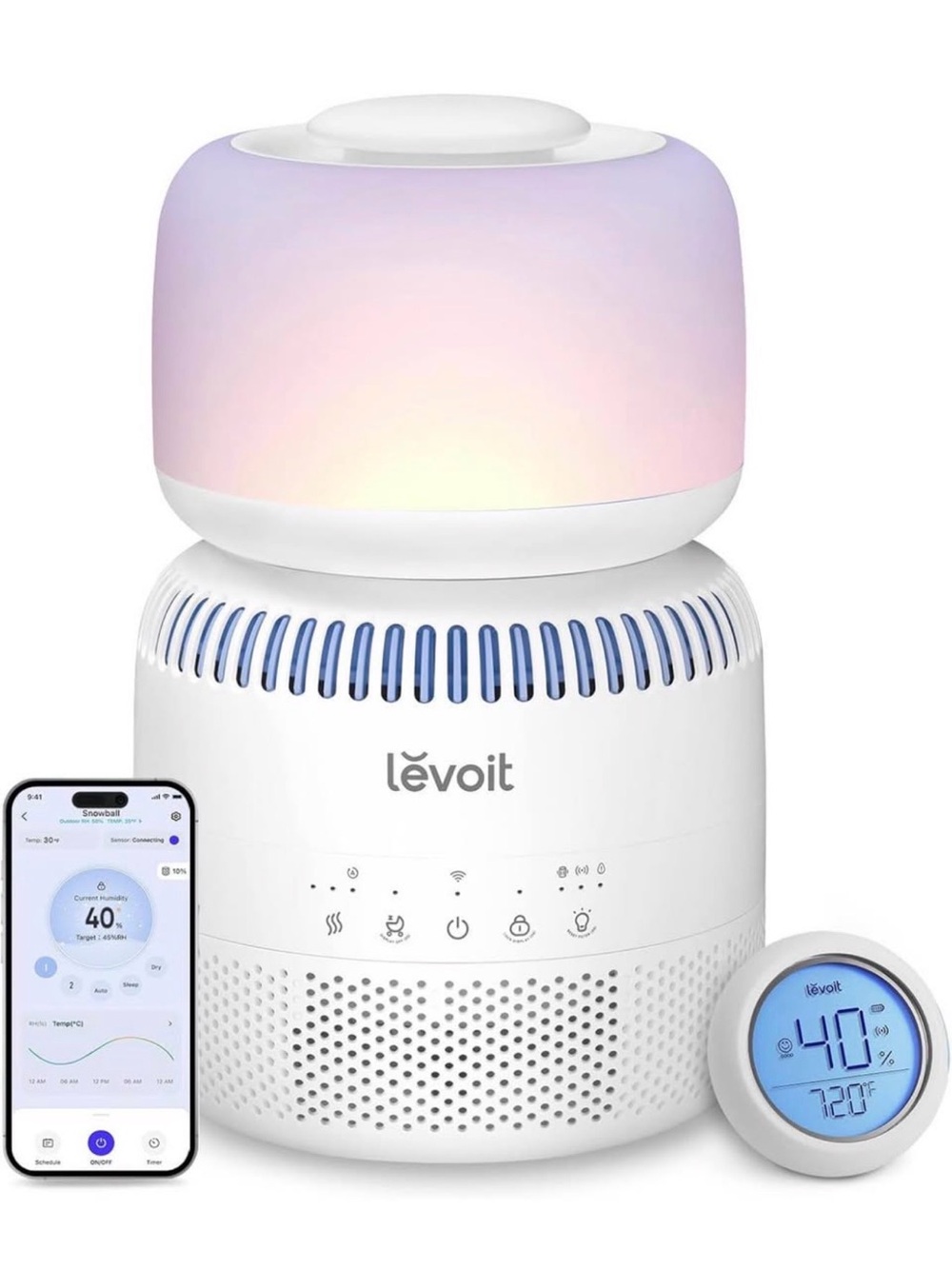 NEW Levoit Smart Humidifier & Diffuser with Color Night Light - White